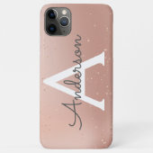 Name des Monogramms Rose Glitzer Case-Mate iPhone Hülle (Rückseite)