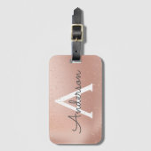 Name des Monogramms Rose Glitzer Gepäckanhänger (Vorderseite Vertikal)
