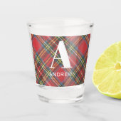 Name des Monogramms, Stewart Tartan Denim Print 1, Schnapsglas (Vorderseite)