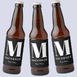 Name des Monogramms Trauzeuge Schwarz Bierflaschenetikett<br><div class="desc">Moderne Typografie minimalistische monogramm Namensgebung in weiß auf schwarz,  die geändert werden kann,  um personalisieren. Ideal,  um Ihrem Trauzeuge oder Trauzeuge für all ihre Hilfe und Unterstützung zu danken,  um Ihre Hochzeit phantastisch zu machen.</div>