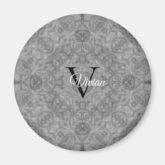 Name des Monogramms "Ultimate Gray Watercolor" Magnet (Vorne)