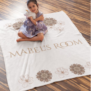 Name des Monogramms von Boho Floral Girl Fleecedecke
