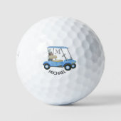 Name des Monogramms "Watercolor Custom Blue Cart" Golfball (Vorderseite)