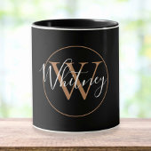 Name des Monogrammskripts: Elegante Schwarze Tasse
