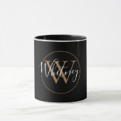 Name des Monogrammskripts: Elegante Schwarze Tasse (Zentrum)
