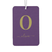 Name des Monogrammskripts Personalisiert Lila und  Autolufterfrischer (Rückseite)