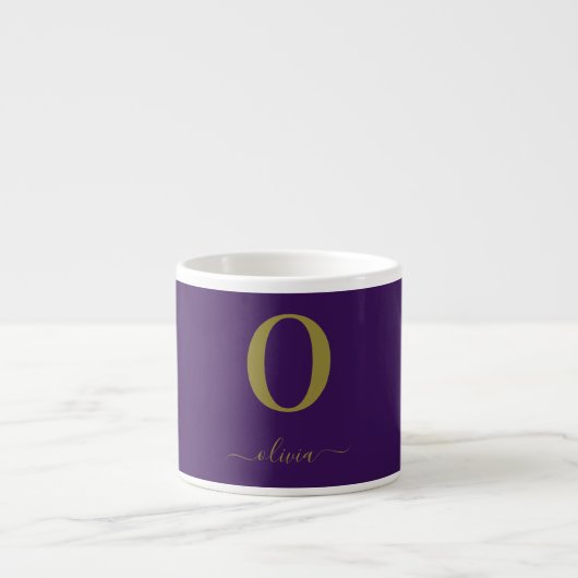 Name des Monogrammskripts Personalisiert Lila und  Espressotasse (Vorderseite)