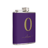 Name des Monogrammskripts Personalisiert Lila und Flachmann (Rechts)