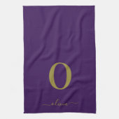 Name des Monogrammskripts Personalisiert Lila und  Geschirrtuch (Vertikal)