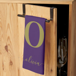 Name des Monogrammskripts Personalisiert Lila und  Geschirrtuch