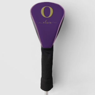 Name des Monogrammskripts Personalisiert Lila und Golf Headcover