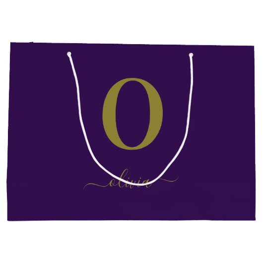 Name des Monogrammskripts Personalisiert Lila und  Große Geschenktüte (Rückseite)