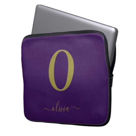 Name des Monogrammskripts Personalisiert Lila und Laptopschutzhülle (Vorderseite Links)
