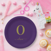Name des Monogrammskripts Personalisiert Lila und Pappteller (Party)