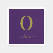 Name des Monogrammskripts Personalisiert Lila und  Serviette (Vorderseite)