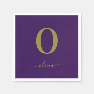 Name des Monogrammskripts Personalisiert Lila und Serviette
