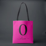 Name des Monogrammskripts Personalisiert rosa und  Tasche<br><div class="desc">Dieses elegante Monogramm und das stilvolle Script-Namensdesign können als Geschenk für einen Geburtstag, Muttertag oder jeden Anlass gegeben werden. Es kann mit dem Namen und dem Namen der Person personalisiert werden. Sie können den Schriftart, die Farbe des Schriftartes, die Größe des Schriftartes und die Hintergrundfarbe mit dem Design-Tool ändern. Die...</div>