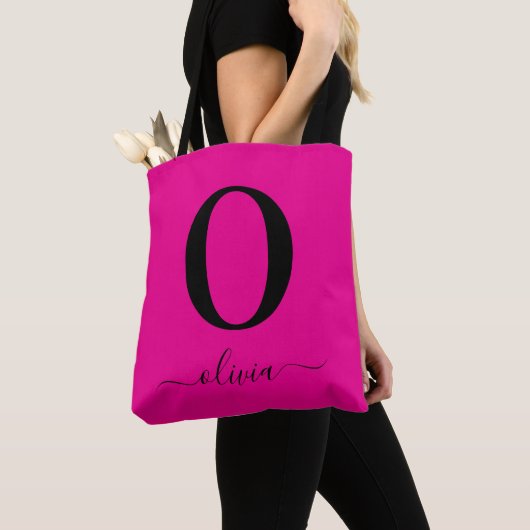 Name des Monogrammskripts Personalisiert rosa und  Tasche (Von Nahem)