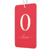Name des Monogrammskripts Personalisiert rot und w Autolufterfrischer (Links)