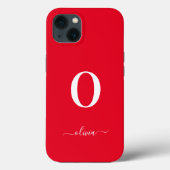 Name des Monogrammskripts Personalisiert rot und w Case-Mate iPhone Hülle (Rückseite)