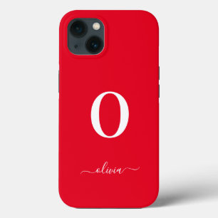Name des Monogrammskripts Personalisiert rot und w Case-Mate iPhone Hülle