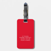 Name des Monogrammskripts Personalisiert rot und w Gepäckanhänger (Rückseite vertikal)