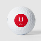 Name des Monogrammskripts Personalisiert rot und w Golfball (Vorderseite)