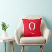 Name des Monogrammskripts Personalisiert rot und w Kissen (Stuhl )
