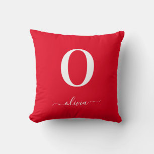 Name des Monogrammskripts Personalisiert rot und w Kissen