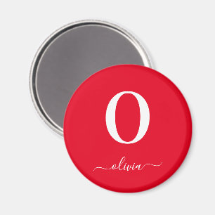 Name des Monogrammskripts Personalisiert rot und w Magnet
