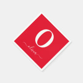 Name des Monogrammskripts Personalisiert rot und w Serviette (Ecke)