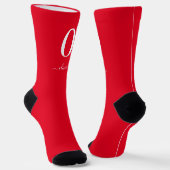 Name des Monogrammskripts Personalisiert rot und w Socken (Gewinkelt)