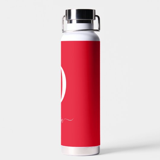 Name des Monogrammskripts Personalisiert rot und w Trinkflasche (Rückseite)