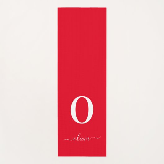 Name des Monogrammskripts Personalisiert rot und w Yogamatte (Vorderseite)