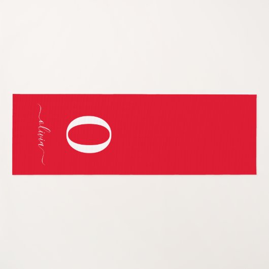 Name des Monogrammskripts Personalisiert rot und w Yogamatte (Vorderseite (Horizontal))