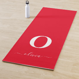 Name des Monogrammskripts Personalisiert rot und w Yogamatte