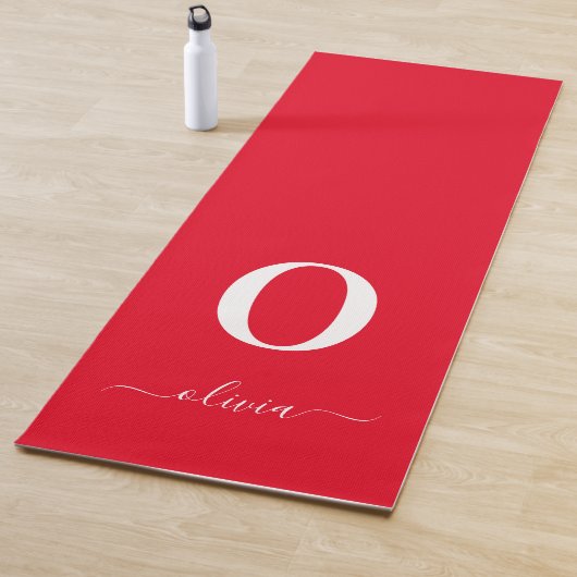 Name des Monogrammskripts Personalisiert rot und w Yogamatte (Beispiel)