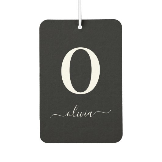 Name des Monogrammskripts Personalisiert schwarz u Autolufterfrischer (Vorderseite)