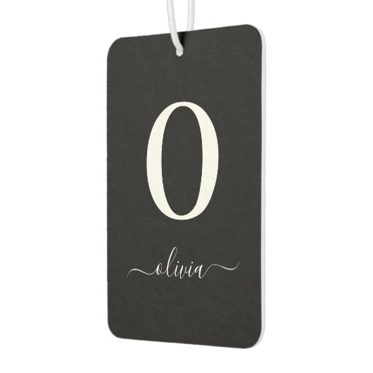 Name des Monogrammskripts Personalisiert schwarz u Autolufterfrischer (Links)