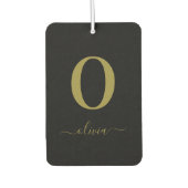 Name des Monogrammskripts Personalisiert Schwarz u Autolufterfrischer (Vorderseite)