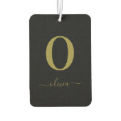 Name des Monogrammskripts Personalisiert Schwarz u Autolufterfrischer (Rückseite)