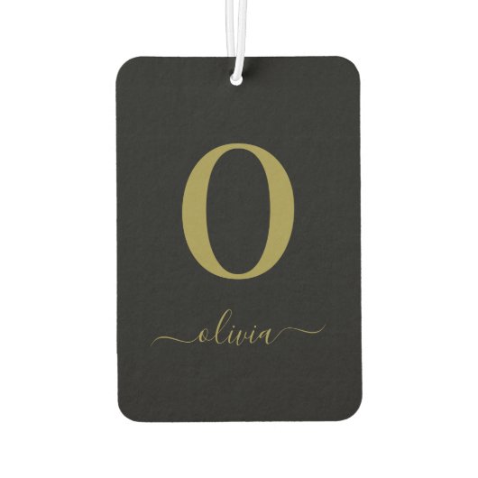 Name des Monogrammskripts Personalisiert Schwarz u Autolufterfrischer (Rückseite)