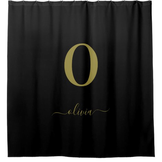 Name des Monogrammskripts Personalisiert Schwarz u Duschvorhang (Vorderseite)