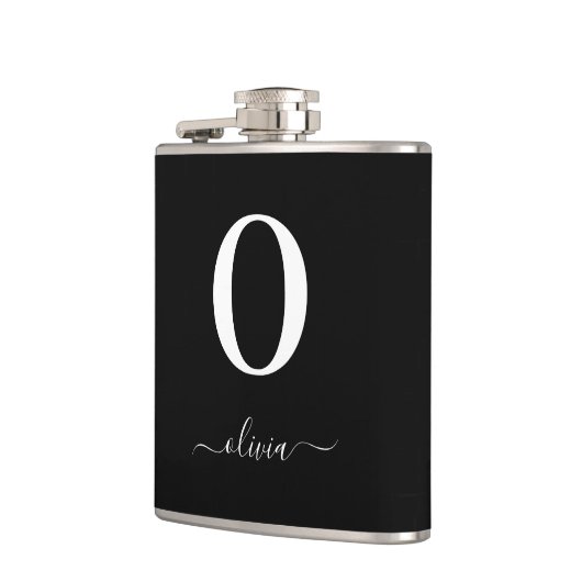 Name des Monogrammskripts Personalisiert schwarz u Flachmann (Links)