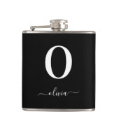 Name des Monogrammskripts Personalisiert schwarz u Flachmann (Vorderseite)