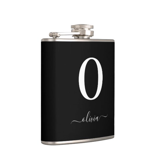 Name des Monogrammskripts Personalisiert schwarz u Flachmann (Rechts)