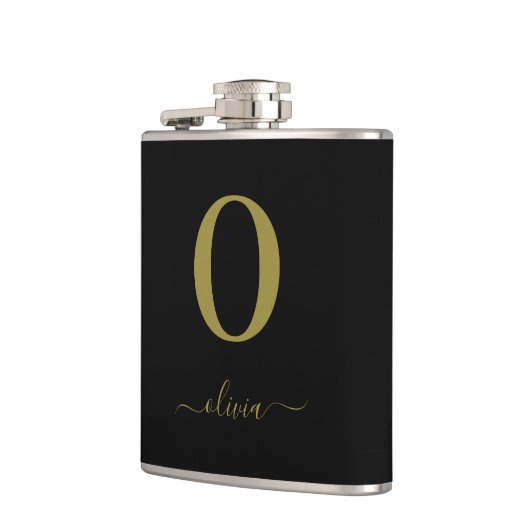 Name des Monogrammskripts Personalisiert Schwarz u Flachmann (Links)