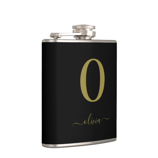 Name des Monogrammskripts Personalisiert Schwarz u Flachmann (Rechts)