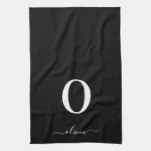 Name des Monogrammskripts Personalisiert schwarz u Geschirrtuch (Vertikal)