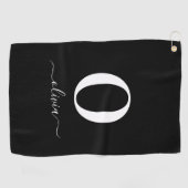 Name des Monogrammskripts Personalisiert schwarz u Golfhandtuch (Horizontal)